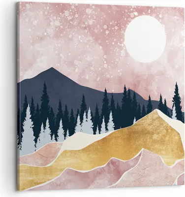 Produktbild von Bild auf Leinwand - Leinwandbild - Einteilig - Grafik Modern Landschaft - 60x60cm - Wand Bild - Wanddeko - Wandbilder - Leinwanddruck - Bilder - Wanddekoration - Leinwand bilder - AC60x60-4832