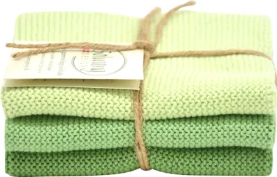 Produktbild von Solwang Wischtuch STAUBIG GRÜN KOMBI gestrickt 3er Set Spültuch Wischlappen
