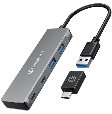 Produktbild von GRAUGEAR USB-HUB 4x USB 3.0. 2x Type-C und 2x Type-A retail