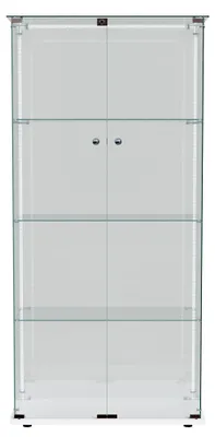 Immagine prodotto di Vetrina - Vetrina in vetro - Doppia anta - 4 ripiani - Striscia luminosa a LED - Bianco