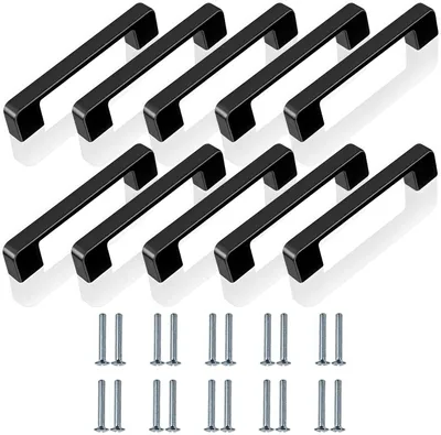 Produktbild von 10 Stück Möbelgriff Schrankgriffe 128mm Türgriffe Küchengriff Schubladengriffe schwarz