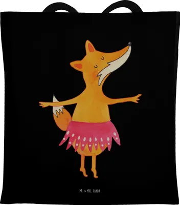 Produktbild von Mr. & Mrs. Panda Tote Bag Fuchs Ballerina - Schwarz - Geschenk, Tasche, Beutel, Tanzen, Shopping, Party, Jutetasche, Geburtstag, Schultasche