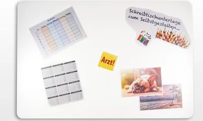 Produktbild von Schreibtischunterlage 40 x 60 cm transparent zum Selbstgestalten I Einstecken von Fotos I Bildern I Notizen