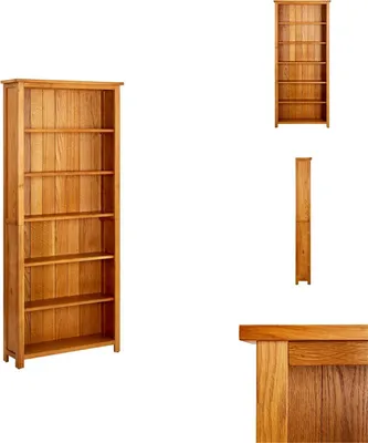 Produktbild von vidaXL Bücherregal 6 Fächer 80x22,5x180 cm Massivholz Eiche - Bücherregale & Bücherschränke