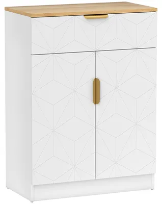 Produktbild von Modernes Sideboard, Aufbewahrungsschrank mit Schublade und verstellbarem Regal, Weiß