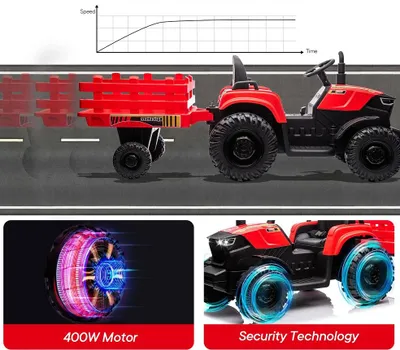 Produktbild von Traktor elektrisch für Kinder 24 Volt Modell mit 200W Motoren Kindertraktor in rot 10 km/h