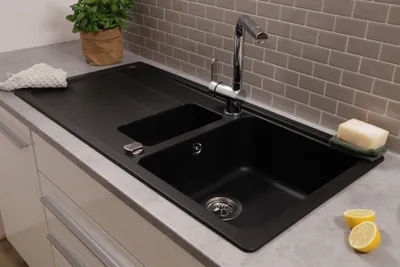 Produktbild von Küchenspüle Einbauspüle Spülbecken Granitspüle 100 x 50 Schwarz Respekta Austin