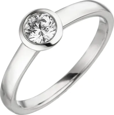 Produktbild von Gr. 60 Damen Ring 585 Gold Weißgold 1 Diamant Brillant 0,25 ct. Diamantring Solitär