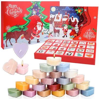 Adventskalender Duftkerzen 2026, 24 Herzkerzen, Sojawachs