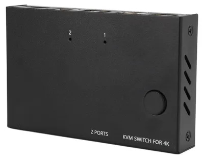 Image de Commutateur KVM multimédia HD : 1 écran, 2 ordinateurs, 4 ports USB, 4K à 60 Hz pour 2 ordinateurs, partage du clavier, de la souris et de l'imprimante, Plug and Play, 2 câbles USB