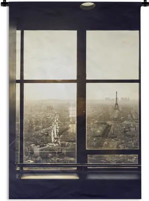 Produktbild von MuchoWow® Wandteppich Wandbehang Blick auf den Eiffelturm und Paris 90x135 cm Tapisserie Dekoration Wandtuch - Baumwolle - Wandskulptur