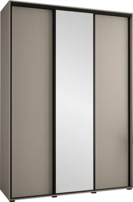 Produktbild von MIRJAN24 Schiebetürenschrank mit Spiegel Dakota 3 180 cm, Kleiderschrank mit zwei Kleiderstangen, drei Schwebetüren (Farbe: Cashmere / Cashmere + Schwarz)