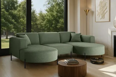 Zdjęcie produktu dla Narożnik, Sofa w kształcie U Modena Rein tkanina Quelle Zielony