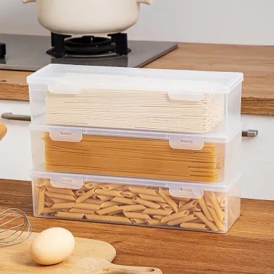 Produktbild von 1560 ml Spaghetti Box Flip Deckel große Kapazität Frischwacht transparenter Box Multifunktional Aufbewahrungsnahrungsmittelqualität Trocken Nudeln Aufbewahrungsbox Kühlschrank Lebensmittelbehälter Küche Vorräte