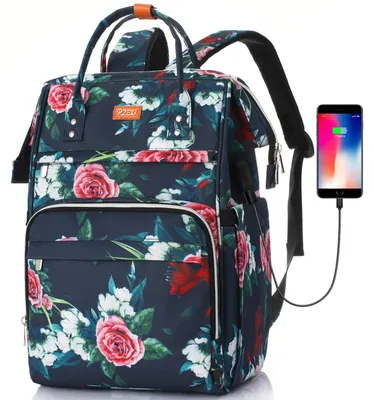 Image de Sac à dos pour femmes, anti-vol, pour ordinateurs portables de 12 à 16 pouces, avec motif floral, idéal pour l'école et le travail