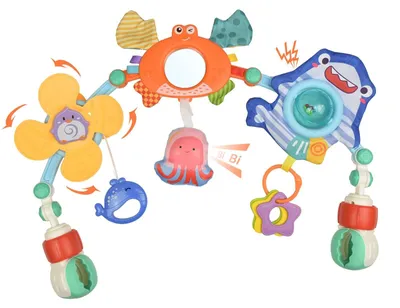Produktbild von Babywagen Spielbogen - Baby Spielmatte - Aktivitätenbogen - Baby Spielzeug - Beißfunktion - Sicheres PP-Material