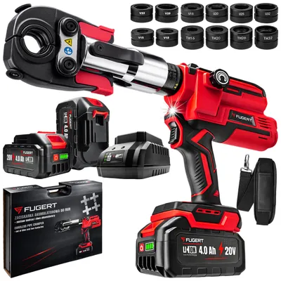 Zdjęcie produktu dla Hydrauliczna Zaciskarka Do Rur Akumulatorowa 2X 20V Praska Hydrauliczna Z Matrycami V+U+Th Fugert Fug-0242