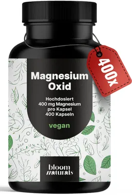 Produktbild von Bloom Naturals Magnesium 669mg Kapseln, 400 Stück, vegan