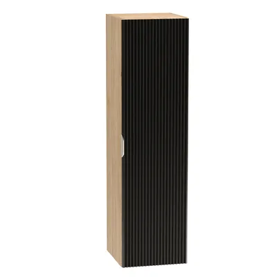 Obrázek produktu pro WENA Koupelnová skříňka, žebrovaná čela, černá / dub, 1 dvířka s tichým dovíráním, š/v/h cca 33/120/33 cm