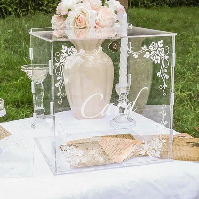 Produktbild von Acryl-Geldkasten für Hochzeiten mit Schloss – Hochtransparent – Große, klare Geschenkbox für Hochzeit und Geburtstag – Geldbox zum Selbstgestalten
