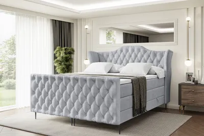Produktbild von ALTDECOR Boxspringbett mit Schwarz Füßen, Matratze und Lattenrost, Topper, Fußteil, Polsterbett mit Bettkasten, Bett mit Stauraum H3- und H4- Matratze -VILA-FC-Z KING-200x200 - Grau Monolith
