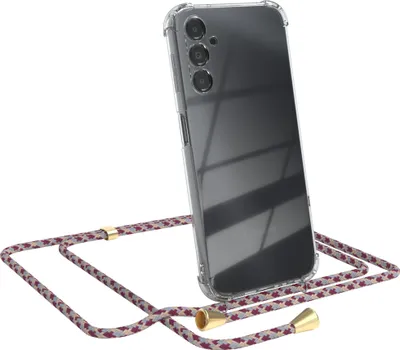 Produktbild von EAZY CASE Handykette kompatibel mit Samsung Galaxy A14 5G, Handyhülle mit Umhängeband, Handykordel, Schutzhülle Clear, Band in Rot
