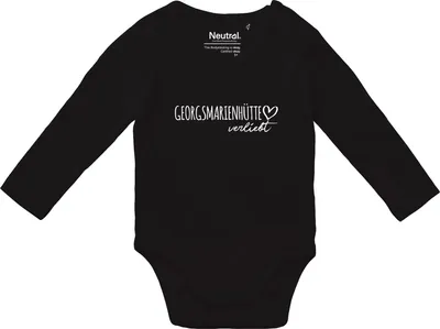 Produktbild von Huuraa Baby Body Georgsmarienhütte verliebt 74 Black  Baumwolle Fairtrade Langarmbody Geschenkidee