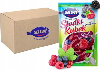 Zdjęcie produktu dla Gellwe Słodki Kubek Kisiel z kawałkami owoców owoce leśne z witaminą C 30g