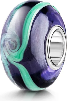 Produktbild von MATERIA by Matthias Wagner Glas Bead lila türkis Streifen für Armband 1510