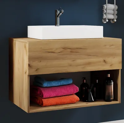 Produktbild von VCM 2-tlg. Waschtisch | Breite 80 cm|Waschplatz Badmöbel Waschbecken Bad Schrank Keramik Lendas ll