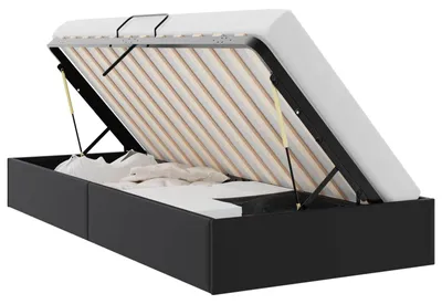 Productafbeelding van vidaXL Opbergbed met opbergruimte, zwart, 100 x 190 cm, kunstleer