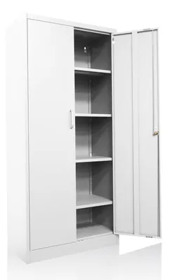 Stahlschrank, abschließbar, 78x39x170 cm, weiß, verstellbare Böden