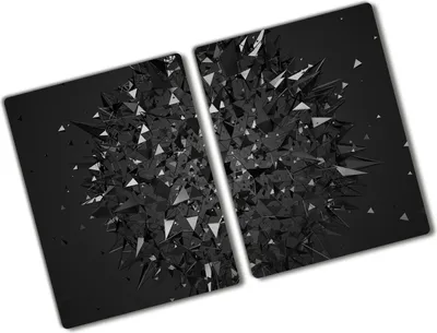 Produktbild von Tulup Glas Herdabdeckplatte - 2x40x52 cm - Glaskeramikkochfeld-Abdeckung Spritzschutz Glasabdeckplatte Kochplattenabdeckung und Schneidebrett - Zweiteilig - Kunst: modern & klassisch - 3D-Abstraktion - Schwarz