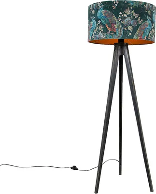 Produktbild von Stehlampe Stativ Schwarz mit Schirm Pfau 50 cm Tripod Classic