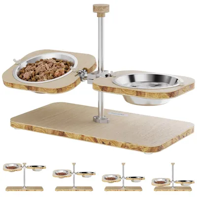 Produktbild von Erhöhte Futternapfstation für Katzen mit Edelstahl-Schüsseln