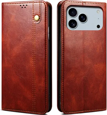 Immagine prodotto di Custodia per iPhone 17 Pro Max in pelle flip case portafoglio con funzione stand rosso