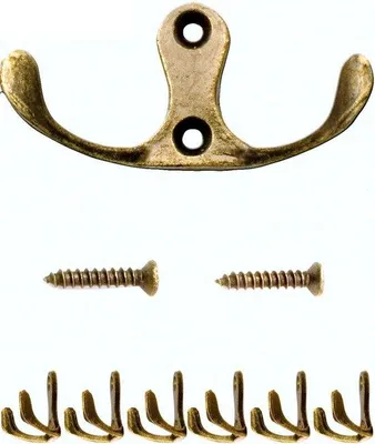Produktbild von Antike Doppelhaken - Vintage-Design - Set von 6 - Messingbronz