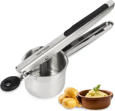 Produktbild von Kartoffelstampfer - Edelstahl Kartoffelstampfer mit ergonomischen Silikongriffen für perfekte Püree
