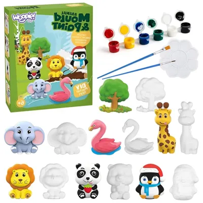 Obrázek produktu pro WOOPIE Kreativní sada s barvami DIY Vytvoř sádrové odlitky figurek a namaluj - Sada Zvířátka