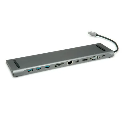 Zdjęcie produktu dla ROLINE 12.02.1117, Przewodowa, USB 3.2 Gen 2 (3.1 Gen 2) Type-C, 3,5 mm, Czarny, Szary, MicroSD (TransFlash), SD, 5 Gbit/s
