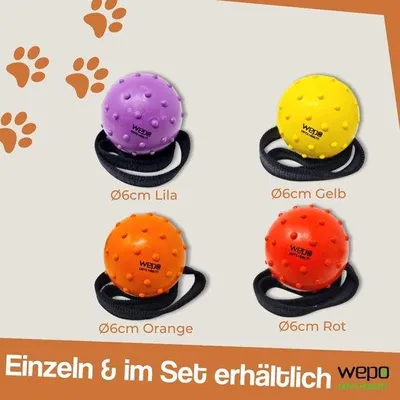 Image de Jouet pour chien, balle en caoutchouc naturel avec corde, balle tournante légère, idéale pour les chiots, jouet avec corde, 7 cm