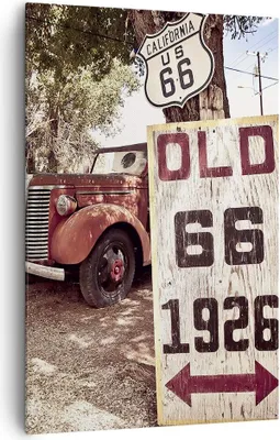 Produktbild von Bild auf Leinwand - Leinwandbild - Einteilig - Straße alt 66 USA - 80x120cm - Wand Bild - Wanddeko - Wandbilder - Leinwanddruck - Wanddekoration - Leinwand bilder - Wandbild - PA80x120-3562