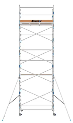 Imagen del producto de Andamio móvil de aluminio - Ancho de 135 cm - Altura de trabajo de 9,2 metros - Plataforma de madera