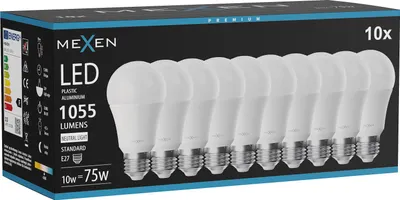 Obrázok produktu pre Mexen Nova 10x LED žiarovka E27, A60, 10 W, neutrálna – 4000 K, 1055 lm – L100-E27-1040-01x10