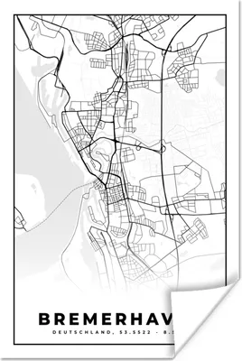 Produktbild von MuchoWow® Poster Bremerhaven - Karte - Stadtplan 120x180 cm - Kunstposter