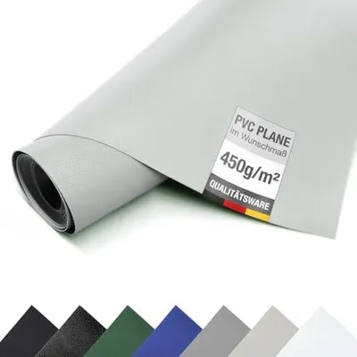 Produktbild von LKW Plane aus PVC 450g/m² - Meterware ohne Ösen, Gewebeplane in Grau RAL7042
