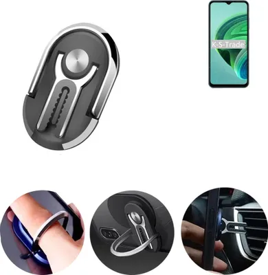 Produktbild von K-S-Trade 3in1 Smartphone-Ring Handy-Ring kompatibel mit Xiaomi Redmi 10 5G Fingerhalterung  Handyring Tischständer Lüftungsgitter-Halterung Tisch