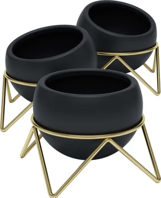 Produktbild von 1013191-1137 - POTSY 3-teiliges Übertopf-Set, schwarz/messing