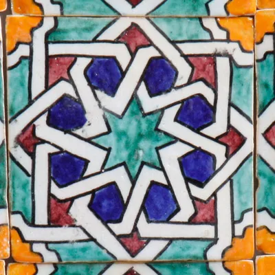 Produktbild von Handbemalte Fliese – Maurisches Marrakesch Stil
