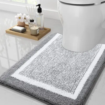 Zdjęcie produktu dla Mata łazienkowa 50 x 60 cm, szara, mikrofibra, antypoślizgowa, do łazienki